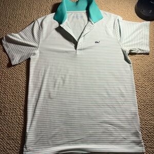 Vineyard Vines Men's Polo Shirt - White with Teal Accents
